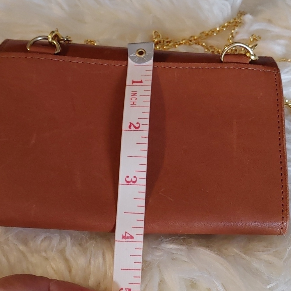 🌻Genuine Brown Leather Wallet with Detachable Crossbody Chain - Picture 8 of 11